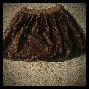 Brown lace flare skirt